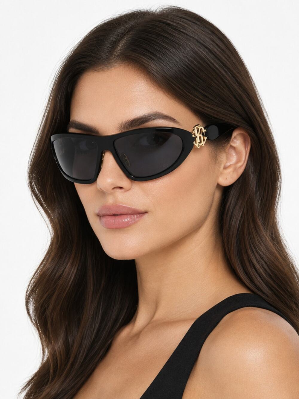 NEW Roberto Cavalli SRC042 0Z42 Shiny Black Sunglasses Authentic